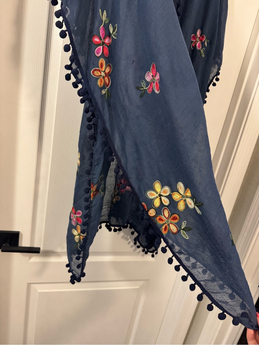 Subtle Luxury Navy Blue Embroidered Pool to Party Cover-Up - Picture 6 of 8